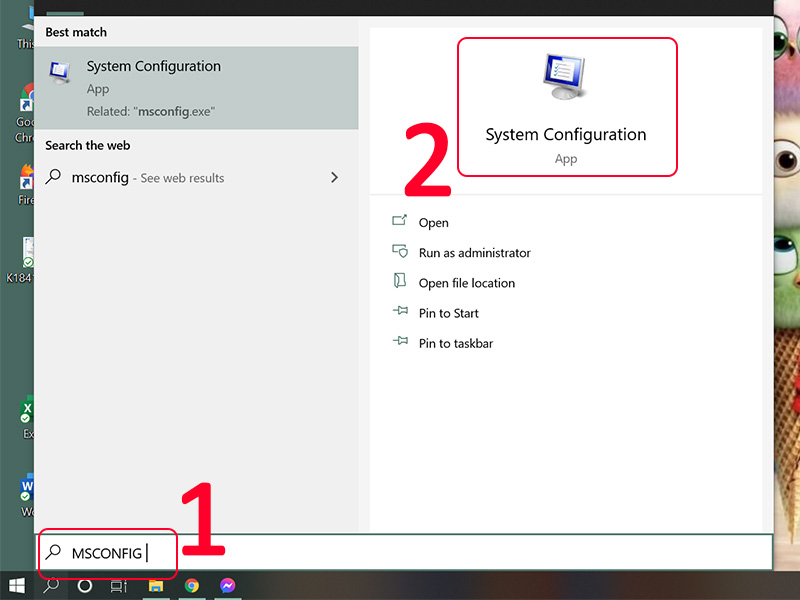 Vào ứng dụng System Configuration